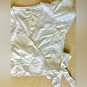 NWT Eyelet crop wrap shirt